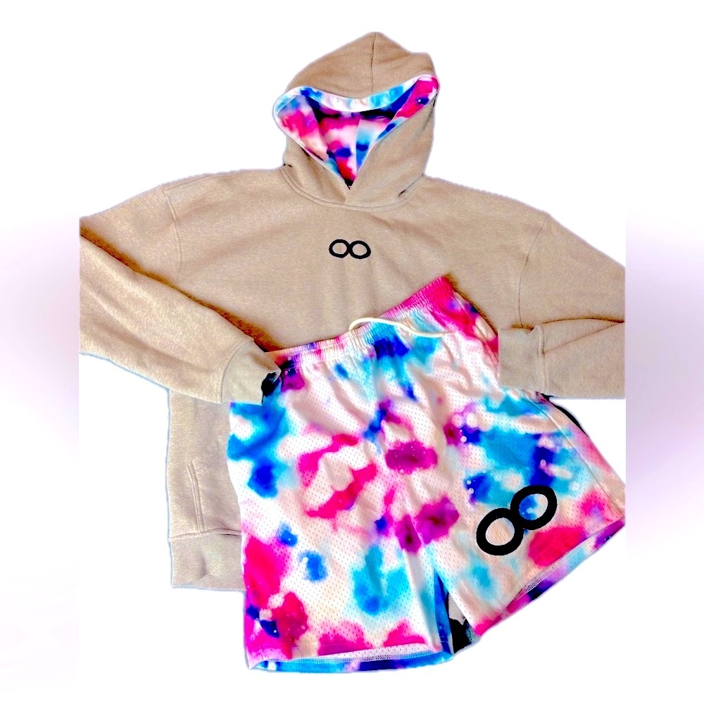 Matching set Infinity tie dye heather grey sweatshirt sport shorts